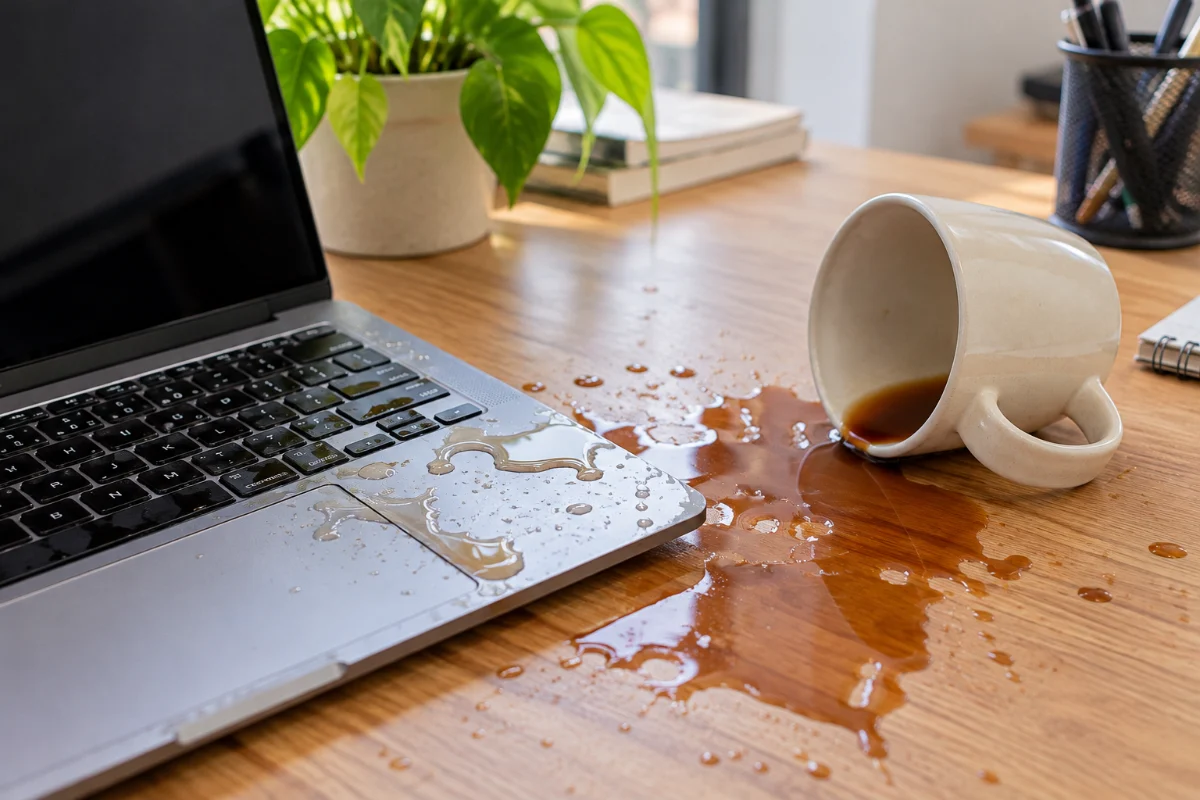 Laptop bị đổ nước